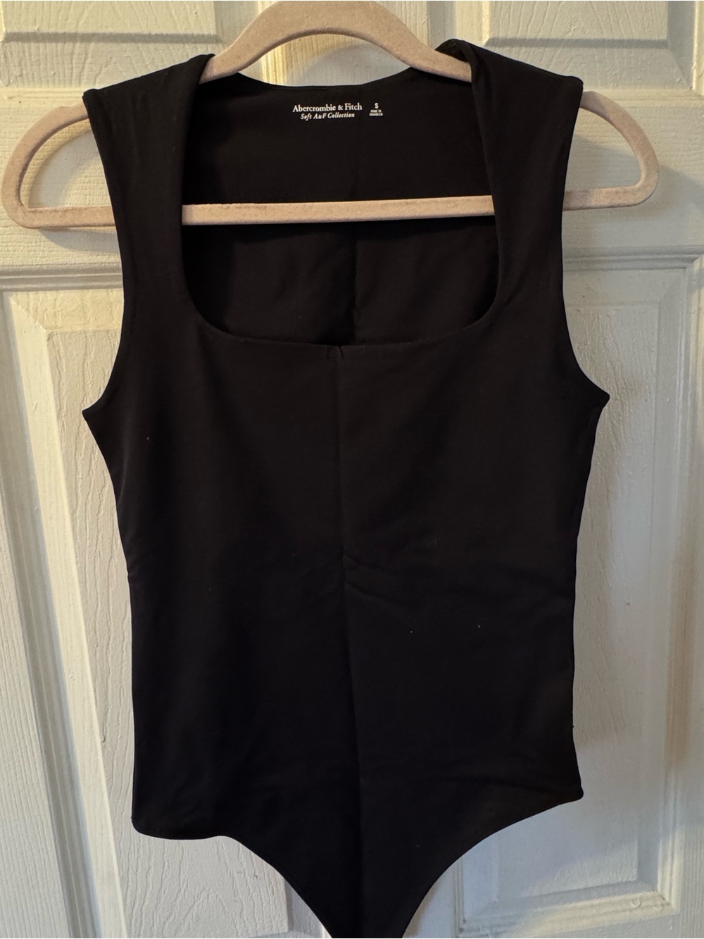 Abercrombie & Fitch Black Square-Neck Tank Bodysuit